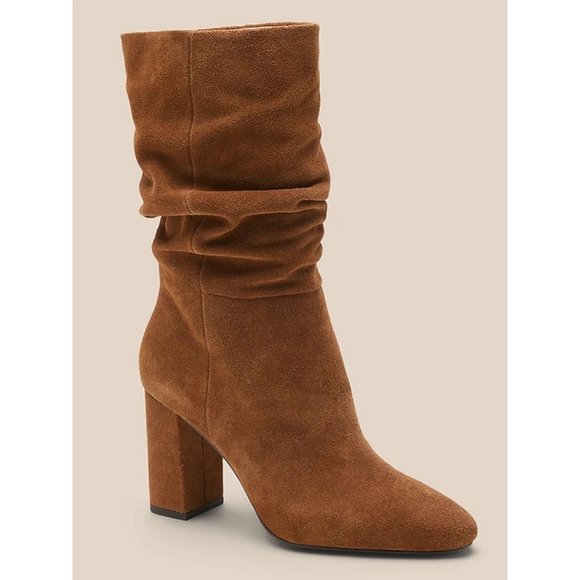 Banana Republic Shoes - NEW Banana Republic $239 Midshaft Suede Slouchy Boot Nutmeg Brown